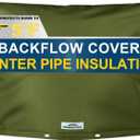 Backflow Preventer Cover Insulated (5F) with Thick 7 Layers Fabric, 30" W x 24" H with Aluminum Foil Layer for Winter Pipe Freeze Protection, Sprinkler Covers for Outside (Green)