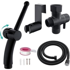 BARROCK Bidet Sprayer for Existing Toilet, Advanced Handheld Ergonomic Jet Spray Set with Precision Water Pressure Control for Muslim Shower/Feminine Hygiene/Pet Cleaning, Matte Black