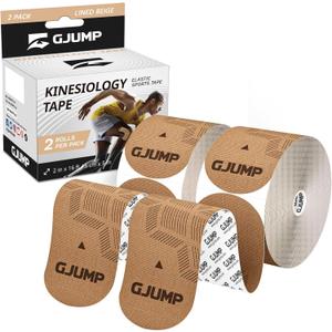 Kinesiology Tape, 40 Count Precut Strips 2 Rolls, Original Cotton Elastic Athletic Tape for Muscle Strain Relief & Joint Support, Waterproof & Breathable Sports Tape for Support and Recovery (Beige)