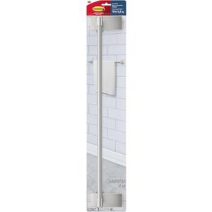Command Bath Satin Nickel Towel Bar with Water Resistant Command Strips, Bathroom Organizer, 24 in Bar Length Holds up to 10 lbs
