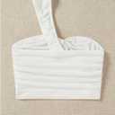 SOLY HUX Women's One Shoulder Tank Top Sleeveless Ruched Going Out Summer Crop Tops (White, M)