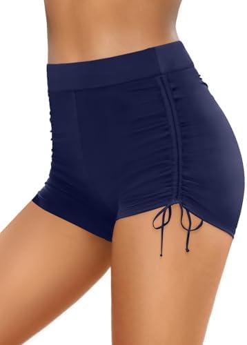 Yonique Women's Swim Shorts High Waisted Bathing Suit Bottoms Tummy Control Boy Shorts Board Shorts S