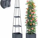 2PCS Rolling Raised Garden Bed Tomato Planter with Trellis, 57" Self-Watering Tomato Cage Planters Box for Climbing Plants Vegetable Flower Patio Garden Balcony Outdoor & Indoor (with Wheels)