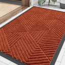 Smiry Front Door Mat Outside Entrance, Heavy Duty Sturdy Natural Rubber Doormat, Trap Dirt and Moisture, Easy Clean Low Profile Welcome Floor Mats for Indoor Outdoor Entry, 35X23 Inch, Burnt Orange