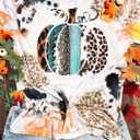 Pumpkin Halloween Shirts for Women Leopard Pumpkin Graphic T-Shirt Funny Fall Short Sleeve Tee Thanksgiving Gift Shirt