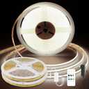 COB LED Strip Lights, Dotless LED Lights with Remote& App, 65.6ft Natural White 4000K Super Bright Dimmable 24V Flexible LED Tape Light,Kitchen Cabinet,Office,Stairs,Shelf Indoor Lighting.