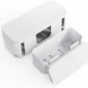 Cord Organizer Box, Cable Hider for Power Strips, Surge Protector, Extension Cord and Wire Management, Cable Management Box (2PCS/Large and Medium Size/White)