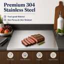 Stainless Steel Cutting Board with Lip, Large Metal Cutting Board for Kitchen, L-shaped Chopping Board for Meat, Vegetables, Fruits, Bread & Dough, Dishwasher Safe (23.6“ x 15.7”)
