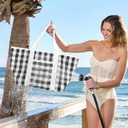 Beach Tote Bag for Women, Lightweight Foldable Waterproof Mesh Pool Bag (Black and White Plaid)