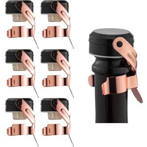 WOTOR Champagne&Wine Bottle Stoppers Stainless Steel with Food Grade Silicone, Leak Proof Keep Fresh Reusable Saver, Cork Suitable for Wine, Champagne, Cava, Prosecco and Sparkling (6 Pack Rosegold