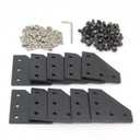 10PCS/Set Corner Bracket Plate with 50PCS M5x8mm Screws and 50PCS M5 T Nuts, 5-Hole Tee Outside Joining Plate for 2020 Series Aluminum Profile 3D Printer Frame (Black L-10 with Screw)