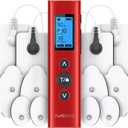 30 Modes TENS EMS Unit Compact Muscle Stimulator for Pain Relief, Rechargeable & Portable Dual Channel Muscle Stimulator with 30 Intensity Levels and 12 Electrode Tens Unit Replacement Pads Red