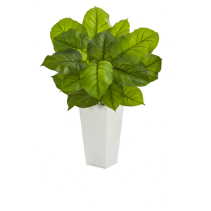 3’ Large Leaf Philodendron Artificial Plant in White Planter
