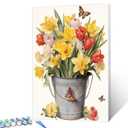 Flower Basket Watercolor Painting Paint by Numbers Kits 16x20 inch Canvas Spring Colorful Flowers DIY Oil Painting for Kids, Adults Beginner with Brushes Acrylic Pigment Drawings Gift(without Frame)