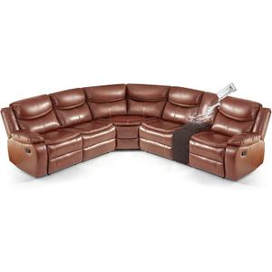 VANSOFY Extra Large Reclining Sectional Couch Covers, Waterproof 5-Piece Sofa Covers for L Shape Sectional Sofa Corner Seater Washable Slipcover for Pets, Dogs(1 Seat Console Cover, Chocolate)