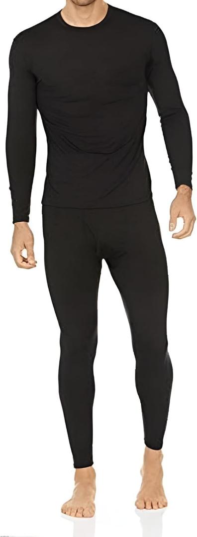 Thermajohn Long Johns Thermal Underwear for Men Fleece Lined Base Layer Set for Cold Weather (Medium, Black)