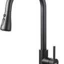 Black Kitchen Faucet with Pull Down Sprayer, Kitchen Sink Faucets 1 or 3 HOL, High Arc Single Handle Classic 3 Modes, Brushed Nickel Kitchen Faucets for RV Bar Laundry Farmhouse