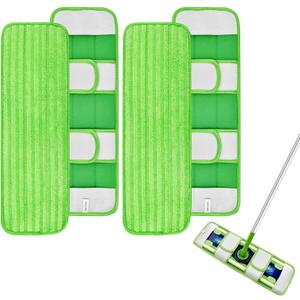 4 Pack Microfiber Mop Pads for Swiffer XL Mops Reusable Wet and Dry Mopping Cloths Compatible with Swiffer Sweeper XL,Washable XL Mop Refill Replacement for All Hardwood Dry & Wet Cleaning (Green)
