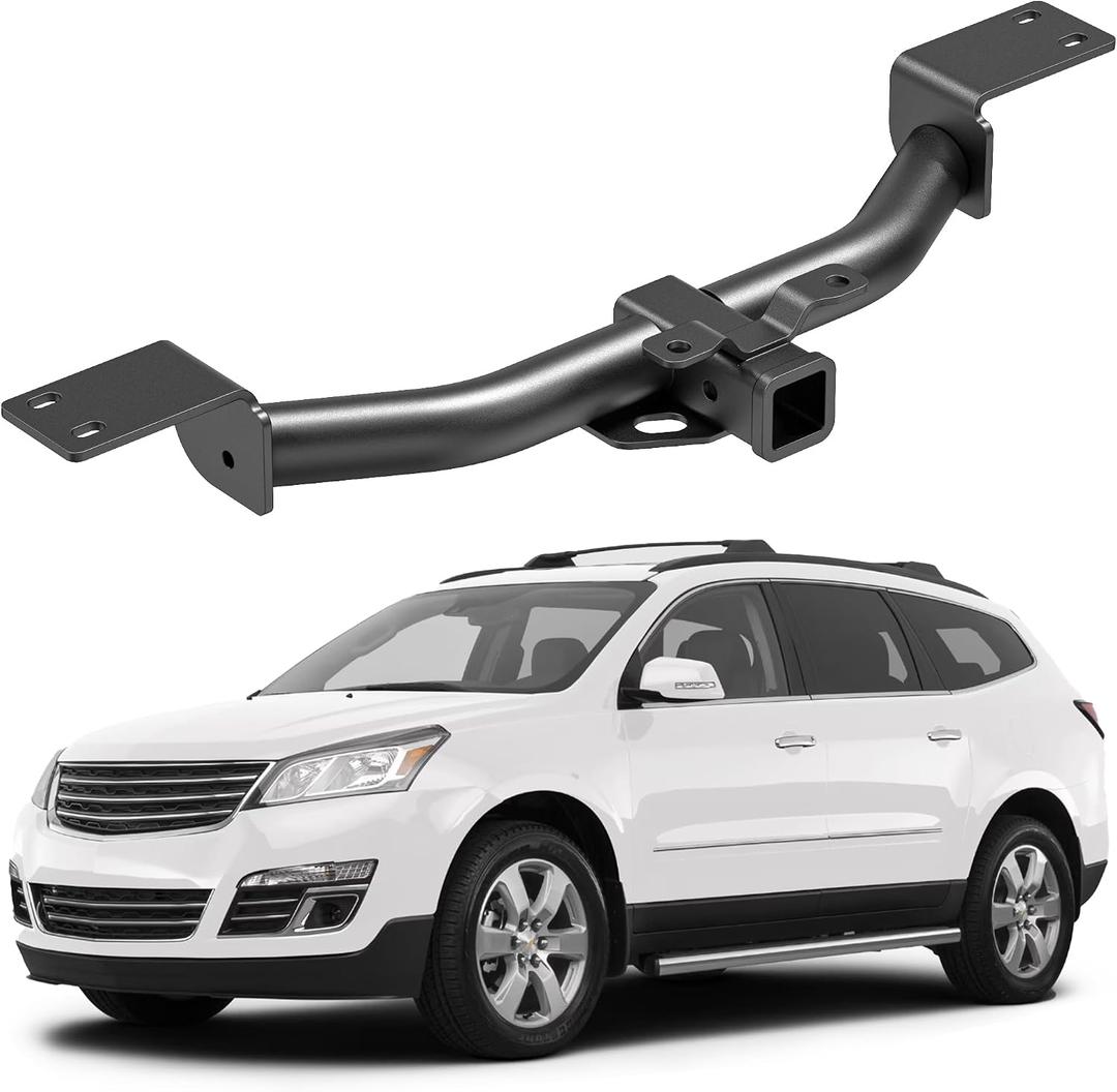 Class 3 Trailer Hitch Compatible with 2009-2017 Chevrolet Traverse, 2007-2017 GMC Acadia, 2008-2017 Buick Enclave, 2 inch Rear Tow Hitch Receiver, Black Powder Coated Alloy Carbon Steel
