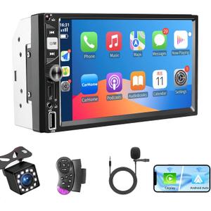 Double Din Car Stereo,Dykucic 7 Inch Wireless Carplay Car Stereo with Apple CarPlay & Android Auto, Touchscreen with Backup Camera FM Bluetooth Multimedia Player Car Radio Double Din Car Stereo,Dykucic 7 Inch Wireless Carplay Car Stereo with Apple CarPlay & Android Auto, Touchscreen with Backup Camera FM Bluetooth Multimedia Player Car Radio