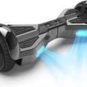 Starship Electric Hoverboard with Bluetooth Speaker, Chrome Color Self Balancing Scooters with Science Fiction Design and 6.5 inch LED Wheels (Chrome Black)