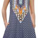 Summer Dresses for Women Beach Boho Sleeveless Vintage Floral Flowy Pocket Tshirt Tank Sundresses 2026 (L)