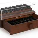 Echaprey Modern Pocket Knife Display Case with Clear Lid, 16 Knife Capacity, 2-Layer Storage, Wood & Acrylic Material, 12 x 6.7 x 5.7 Inches