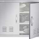 VEVOR Outdoor Kitchen Doors, 30W x 21H Inch, 304 Stainless Steel Double Doors with Vents, BBQ Access Door with 2 Detachable Handles, for BBQ Island