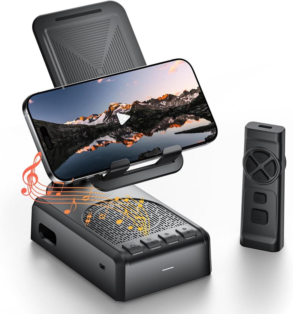 Birthday/ChristmasGifts for Men Women,Cell Phone Stand with Bluetooth Speaker and Remote Control(Video Control/Camera Control), Portable Bluetooth Speaker for Home and Outdoors, All Day Playtime