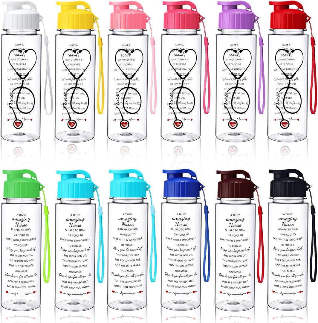 Nurse Tumblers Gift Bulk 17 oz Plastic Sports Water Bottles Nurse Week Appreciation Cups Thank You Gifts for Nursing Medical Assistant Student Graduation Hospital Staff