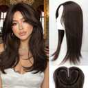 Isaic Hair Toppers for Women 18 Inch Synthetic Hair Topper with 360° Clips In and Adjustable Band, Layered Design Adds Natural Volume for Thinning Hair (Chocolate Brown with Dark Brown4/6#)