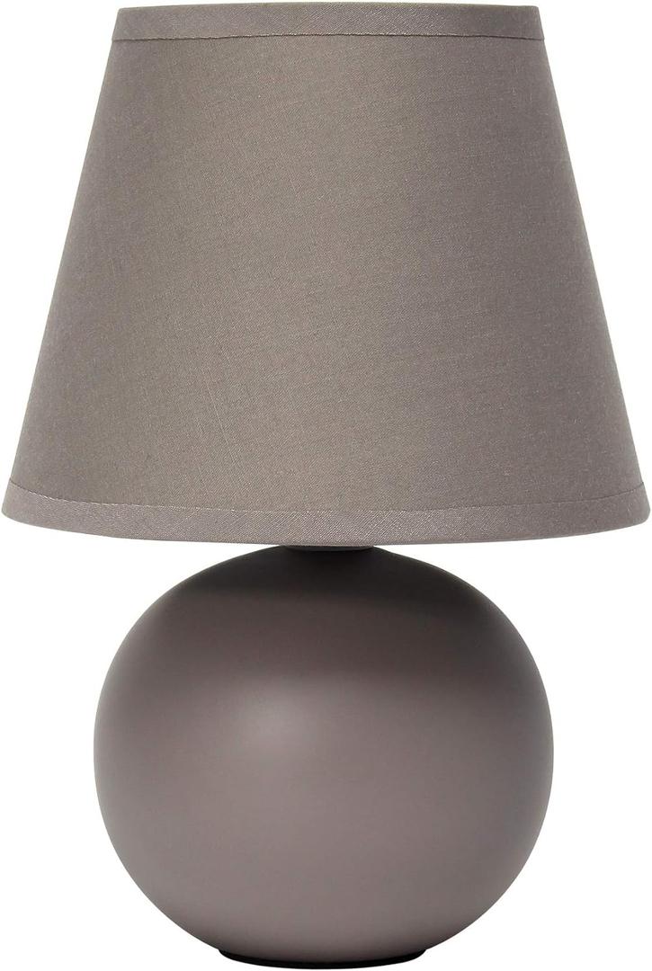 Simple Designs LT2008-GRY Mini Ceramic Globe Table Lamp with Matching Fabric Shade, Gray 5.51 x 5.51 x 8.66