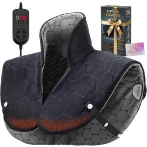 Neck and Shoulder Heating Pad: 2X Graphene Extra Hot Max 160 for Faster Deeper Pain Relief - 4H Auto Shut Off for Home Office Use - Machine Washable - Gifts for Dad Grandpa Husband (Black)