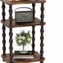 Retro End Table, 3-Tier Small Side Table, Narrow Couch Side Table for Small Spaces, Farmhouse End Table, Modern Accent Table, Skinny Bedside Table Nightstand for Bedroom, Living Room (Rustic Brown)