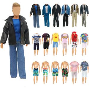 Carreuty 10 PCS Doll Clothes and Accessories 1 Jacket Set 1 Suit 2 Short Tops and Pants 2 Swimming Pants 4 Accessories in Random for 12 Inch Boy Dolls Birthday for Kids