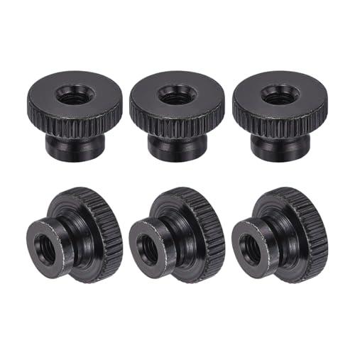 uxcell Knurled Thumb Nuts, 4Pcs M5 x 16 x 10mm Carbon Steel Knurled Nut, Adjusting Round Knobs Fasteners Nuts for 3D Printer Parts, Black