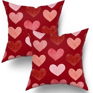 aportt Red Pink Love Heart Pillow Covers 20X20 Inch Valentines Day Pillow Cases Anniversary Wedding Valentine's Day Decorative Holiday Throw Pillows Set of 2 Home Party Decor for Sofa Couch Bed