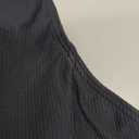 Charmo Scalloped Ribbed One Piece Swimsuit Zipper Racerback Bathing Suit Athletic Swimwear (Small, Black)