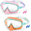 Vvinca 2 Pack Kids Swim Goggles with Nose Cover for 3-14, Wide View Anti-Fog UV Protection Swimming Mask for Boys Girls
