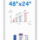 maxtek Rolling White Board, 48 x 24 Height Adjustable Whiteboard on Wheels, Large Magnetic Standing Mobile Easel Board, Double-Sided with Stand for Office, Home, and Classroom