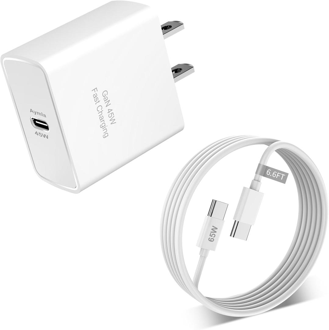 45W USB C Fast GaN Charger for Google Pixel 10 Pro Fold/9 Pro XL/8 Pro/8/8a/7 Pro/7a/6/5/4 XL, Aymla 45 Watt Type C Adapter PD 3.0/PPS Wall Plug Charging Rapidly Block with 6.6 FT C to C CableWhite
