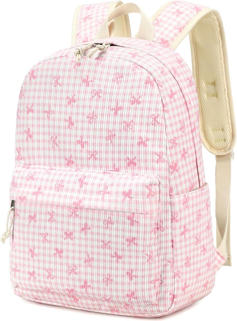 CAMTOP Preschool Backpack for Kids Girls Small Backpack Purse Kindergarten School Bookbags for Toddler Travel (Pink White Bow)