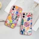 Compatible with iPhone 16 Plus Case Cute Aesthetic for Women Girls, Classic Retro Western Grapes Fruit Drinks Fish Bow Collage Phone Case, Shockproof Protective Cover