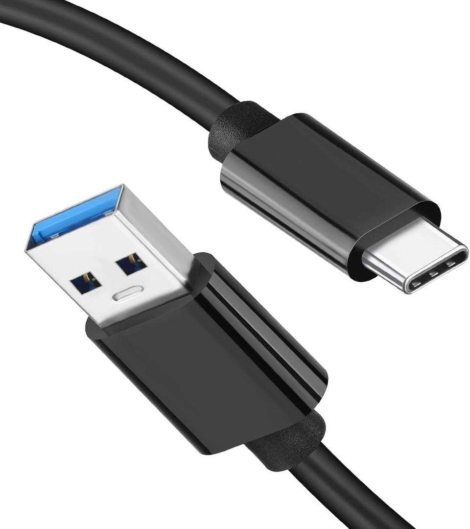 USB A to USB C 3.1/3.2 Gen 2 Cable 10Gbps Data Transfer, Short SSD Cable with 60W QC 3.0 Fast Charging, Spare Cable for Samsung T7, SanDisk Extreme Portable SSD, Crucial X8, WD, and More - 0.5FT (Black(TPE))