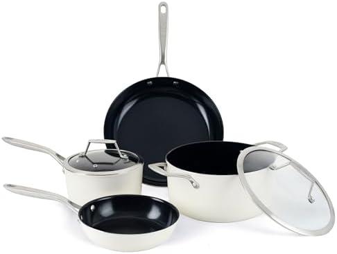 ValenCera TeChef Collection | Ceramic Nonstick Cookware Set, Free of PFAS, PTFE, PFOA, Made in Korea (6-Piece Set)