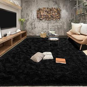 Tepook Area Rugs 10x14 for Living Room, Super Soft Fluffy Rugs for Bedroom, Modern Shaggy Rug Fuzzy Carpets for Kids, Plush Indoor Nursery Home Decor Rug with Non-Slip Bottom, Black