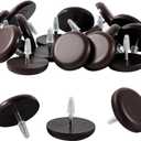 1" Nail on Furniture Sliders (24 Pack) - Furnigear Heavy Duty PTFE (Teflon) Chair Sliders Glides Wooden Furniture Movers Move Your Furniture Easily & Safety - Best Chair Leg Floor Protectors Brown