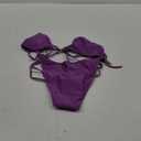 VOLAFA Women's Triangle Bikini Set Tie Solid Sexy Thong Cheeky Two Piece Swimsuit Bathing Suit (6, Purple)