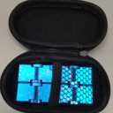 Oiikain Metal Infinity Cube Fidget Toy - Aluminum Alloy Anti-Stress and Anxiety Finger Flip Cube for Adults, Men, and Women, Ideal Desk Toy for Work or Home - Infinity Cube Desk Toy (Blue-Pink)