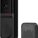 Smart Doorbell Camera with Ring Chime, Infrared Night Viewing, 2-Way Audio, Active Wake-up & Remote Wake-up, IP65 Waterproof, 2,4GHz Wireless Doorbell Camera, Support TY APP - Black